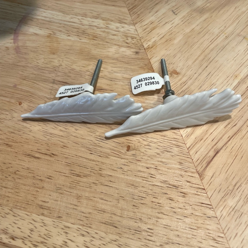 Anthropologie White Feather Drawer Pulls